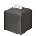 thumbnail image 1 of Tissue Box Cover, Modern Square Cube Covers PU Leather Tissue Storage Box Cover for Home Bathroom Countertop Office Decor - Dark gray, 1 of 5