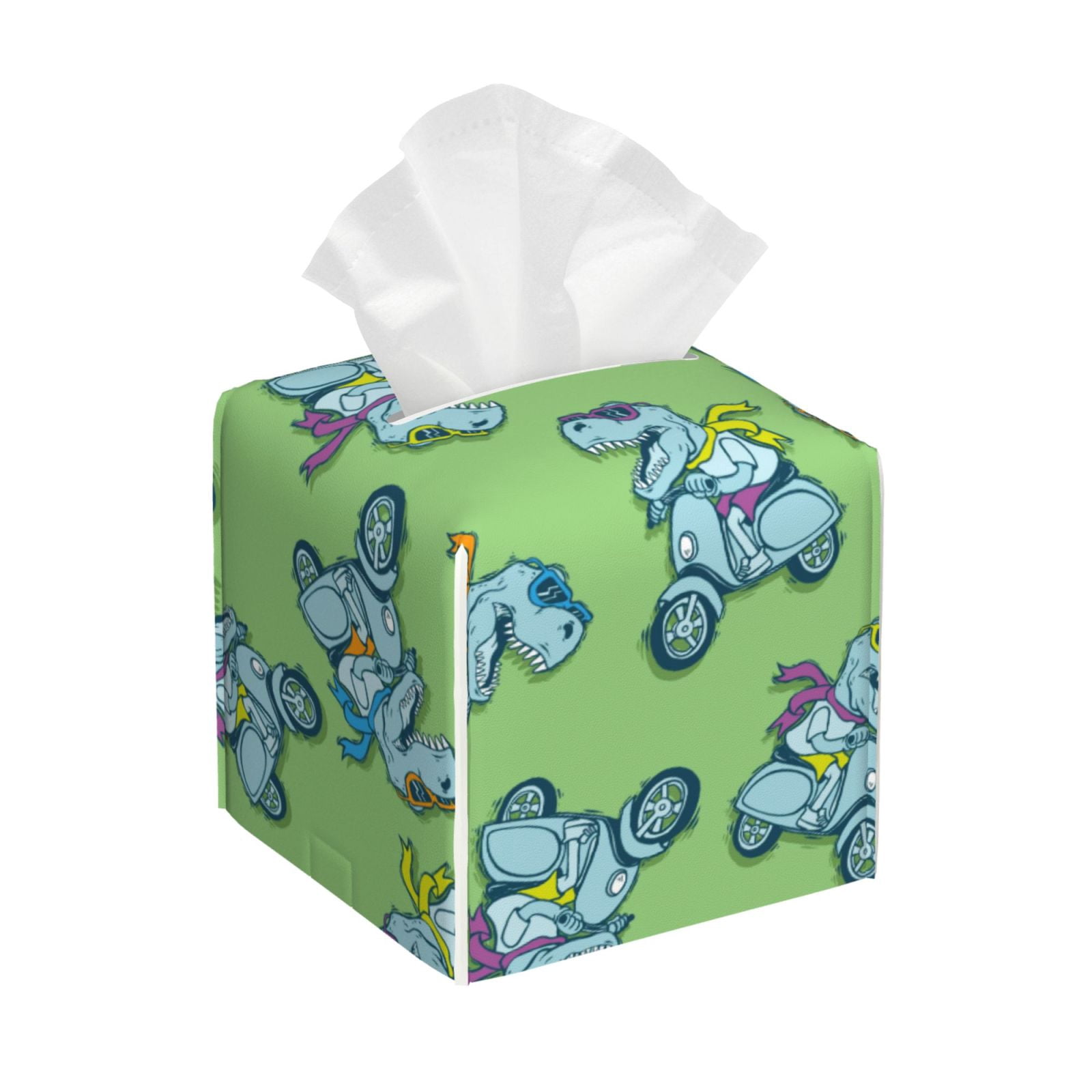 Tissue Box Cover, Motorcycle Riding Dinosaur Leather Tissue Box Holder ...