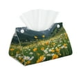 thumbnail image 1 of Tissue Box Cover, Mountain Daisy Meadow Rectangular Leather Tissue Holder - Tissue Case Facial Paper Organizer for Bathroom, Vanity Countertop, Tabletop, Car, Napkin, 1 of 6
