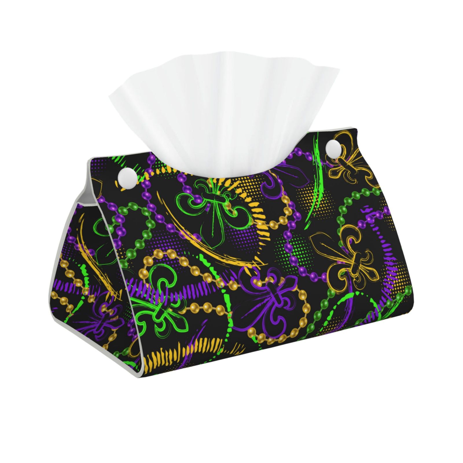 Tissue Box Cover, Neon Mardi Gras Leather Rectangular Tissue Holder ...