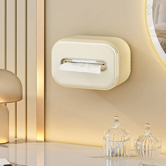 Tissue Box Cover Organizer | Plastic Facial Tissue Holder with Cell Phone Slot | White/Green | Fits 7.28x4.92x4.13in Tissues | For Bathroom, Kitchen, Bedroom Countertops | Durable, Easy Refill