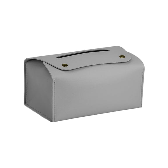 Tissue Box Cover, PU Leather Rectangular Tissue Box Holder, Large Rectangle Tissue Box Organizer for Bathroom/Car/Hotel/Office, Gray