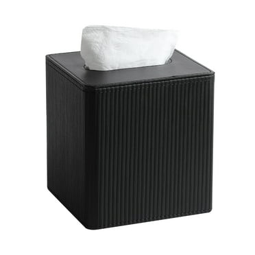 Tissue Box Cover, PU Leather Tissue Box Holder Modern Decorative Face Towel Holder Tissue Dispenser with Magnetic Closure, Square