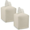thumbnail image 1 of Tissue Box Cover PU Leather Tissue Holder Square Facial Tissue Case Facial Paper Organizer Dispenser for Bathroom, Vanity Countertop, Tabletop, Car. Durable, Easy Refill, Woven Design (Beige 2 Pack), 1 of 7