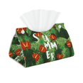 Tissue Box Cover, Palm Leaves And Tropical Flowers Rectangular Leather