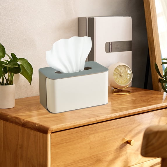 Tissue Box Cover, Plastic, Water-resistant Design, Decorative Bathroom Organizer, Living Room or Kitchen Storage, Topliu