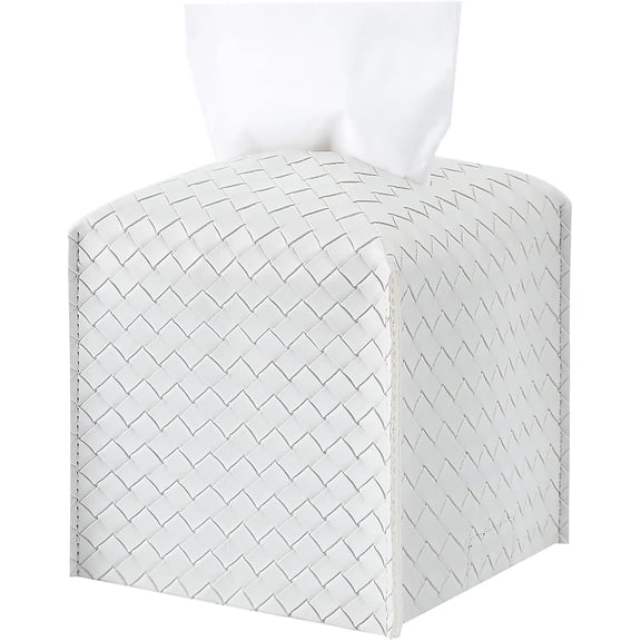 Tissue Box Cover Rectangle PU Leather Tissue Holder Facial Tissue Case Paper Organizer Dispenser for Bathroom, Vanity, Countertop, Tabletop, Car, Office,