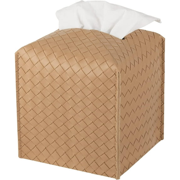 Tissue Box Cover Rectangle PU Leather Tissue Holder Facial Tissue Case Paper Organizer Dispenser for Bathroom, Vanity, Countertop, Tabletop, Car, Office,