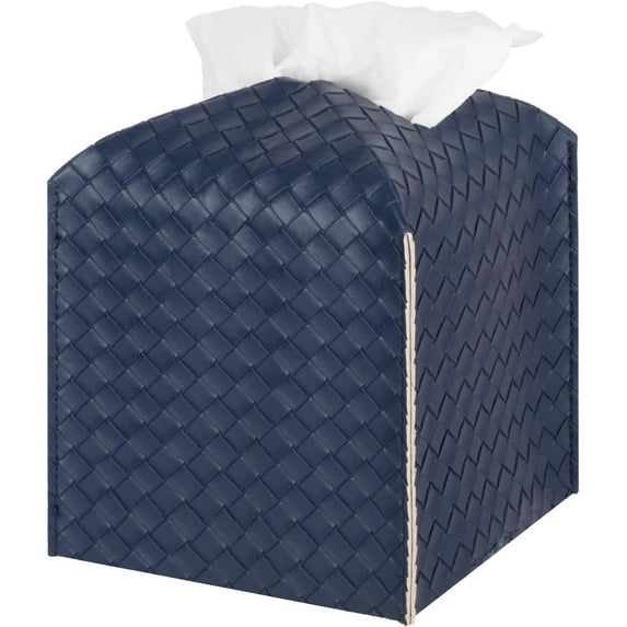 Tissue Box Cover Rectangle PU Leather Tissue Holder Facial Tissue Case Paper Organizer Dispenser for Bathroom, Vanity, Countertop, Tabletop, Car, Office,