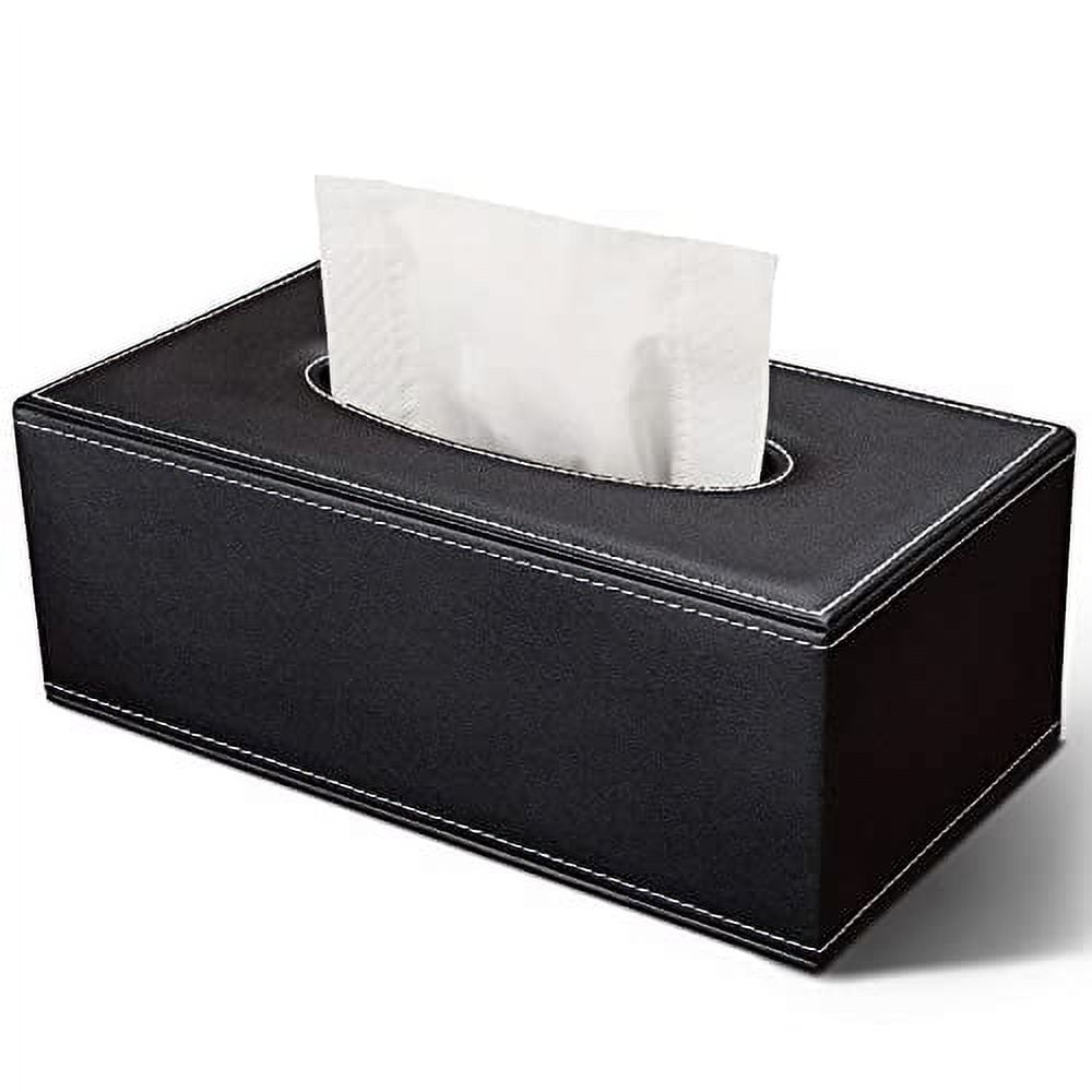  Tissue Box Holder Rectangle, Leather Tissue Box Cover, Square Black  Tissue Box Organizer for Car, Home, Hotel, Office (7x4.3x3.1, Black) : Home  & Kitchen