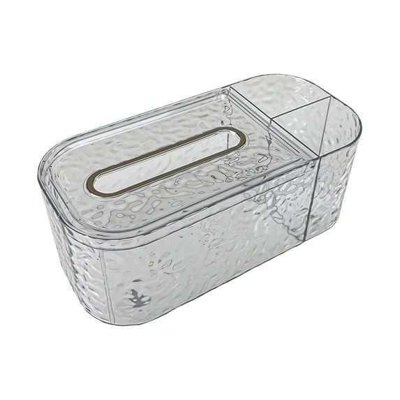 Tissue Box Cover, Rectangular Tissue Box Holder with Stationery Remote Control Holder and Storage Compartment for