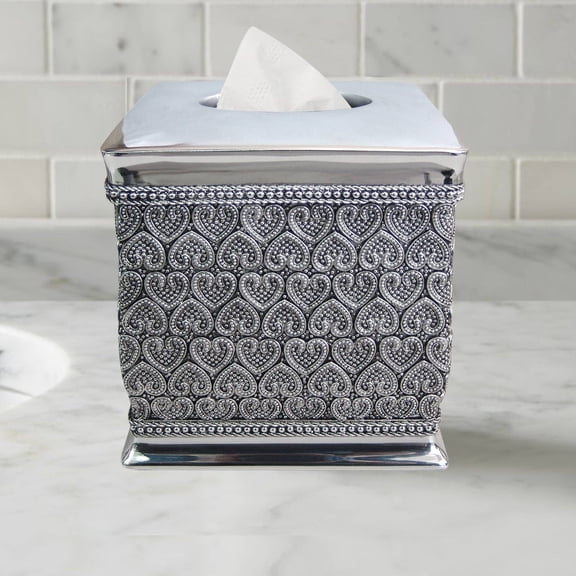 Tissue Box Cover | Resin Square Facial Tissue Box Holder | Chrome Finish