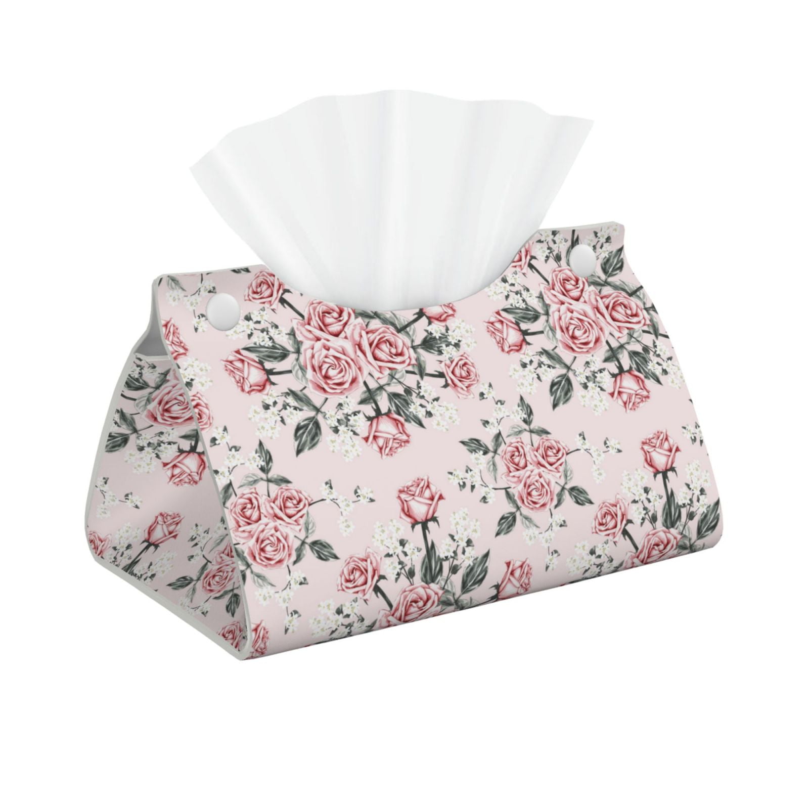 Tissue Box Cover, Rose Flowers Bouquet Long Leather Tissue Box Holder ...