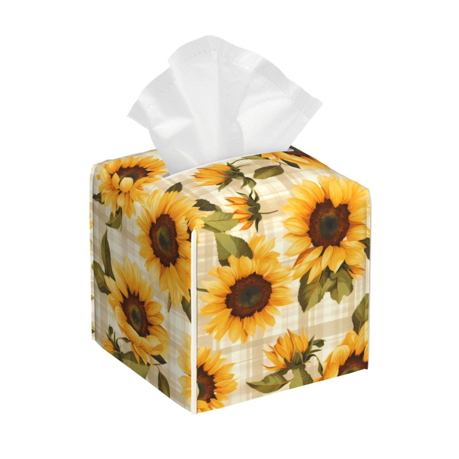 Tissue Box Cover Scottish Plaid Sunflower Tissues Boxes Holder ...