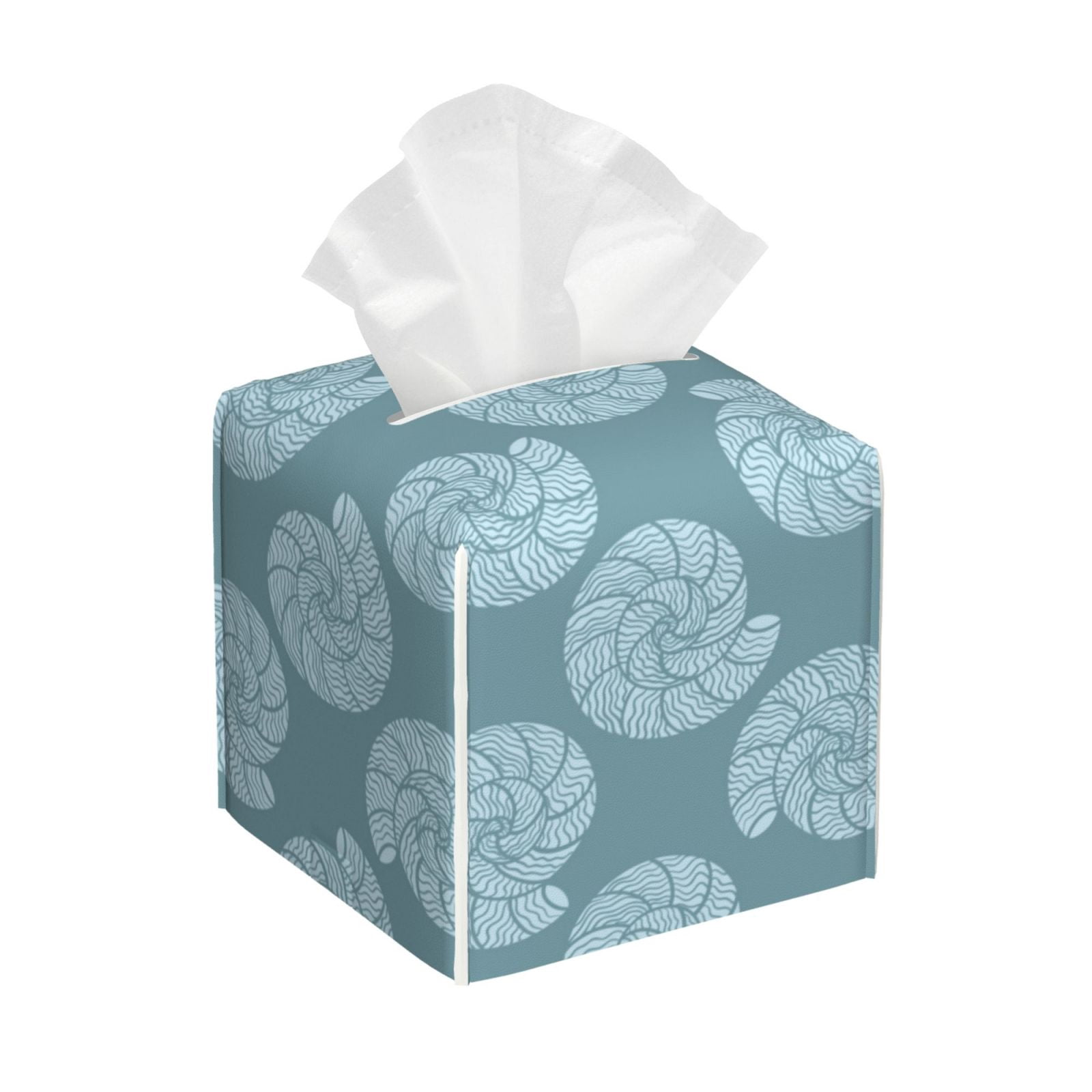Tissue Box Cover Sea Shells Blue Tissues Boxes Holder Organizer ...