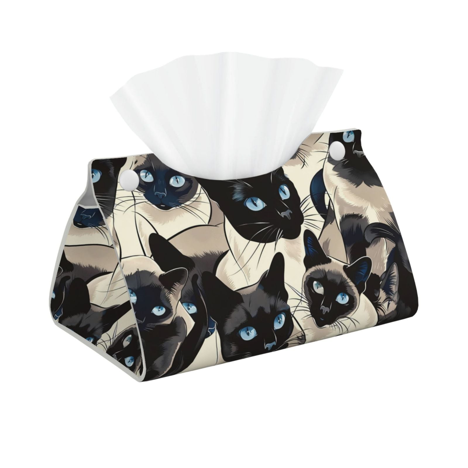 Tablet Tissues Rectangular Shape Tissue Box Cover, Siamese Cat Blue Eyes Pattern Rectangular Leather ...