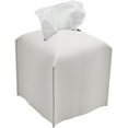 thumbnail image 1 of Tissue Box Cover, Square Decorative PU Leather Tissue Box Holder Modern Tissue Case Facial Paper Organizer Dispenser for Bathroom, Vanity Countertop, Night Stands, Desk 5X5X5'' | Off White, 1 of 7