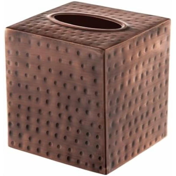 Tissue Box Cover Square – Hand Hammered Antique Copper Metal Tissue Holder Box for Bathroom Accessory, Aesthetic Decorative Facial Napkin Cube for Modern Home Decor