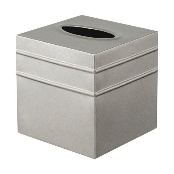 Tissue Box Cover Square – Handcrafted Border Embossed Pewter Metal Tissue Holder Box for Bathroom Accessory, Aesthetic Decorative Facial Napkin Cube for Modern Home Decor