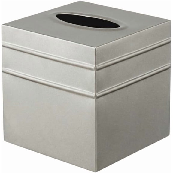 Tissue Box Cover Square Handcrafted Border Embossed Pewter Metal Tissue Holder Box for Bathroom Accessory, Aesthetic Decorative Facial Napkin Cube for Modern Home Decor