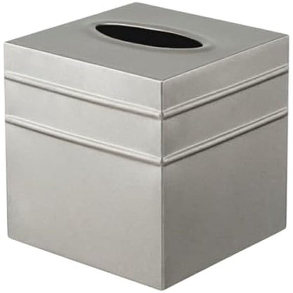 Tissue Box Cover Square – Handcrafted Border Embossed Pewter Metal Tissue Holder Box for Bathroom Accessory, Aesthetic Decorative Facial Napkin Cube for Modern Home Decor