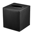 thumbnail image 1 of Tissue Box Cover Square - Handcrafted Ridge Embossed Black Metal Holder For Bathroom Accessory  Aesthetic Decorative Facial Napkin Cube Modern Home Decor, 1 of 6