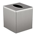 thumbnail image 1 of Tissue Box Cover Square - Handcrafted Ridge Embossed Pewter Metal Holder For Bathroom Accessory  Aesthetic Decorative Facial Napkin Cube Modern Home Decor, 1 of 6
