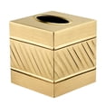 thumbnail image 1 of Tissue Box Cover Square - Handcrafted Wave Embossed Brushed Metal Holder For Bathroom Accessory  Aesthetic Decorative Facial Napkin Cube Modern Home Decor, 1 of 9