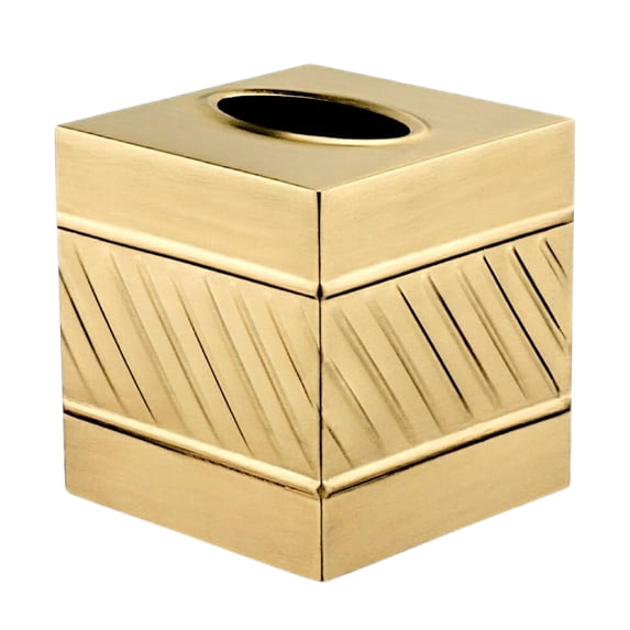 Tissue Box Cover Square - Handcrafted Wave Embossed Brushed Metal Holder For Bathroom Accessory Aesthetic Decorative Facial Napkin Cube Modern Home Decor