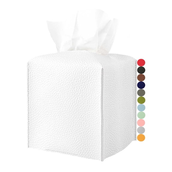 Tissue Box Cover Square Leather – Tissue Box Holder with Bottom Belt ...