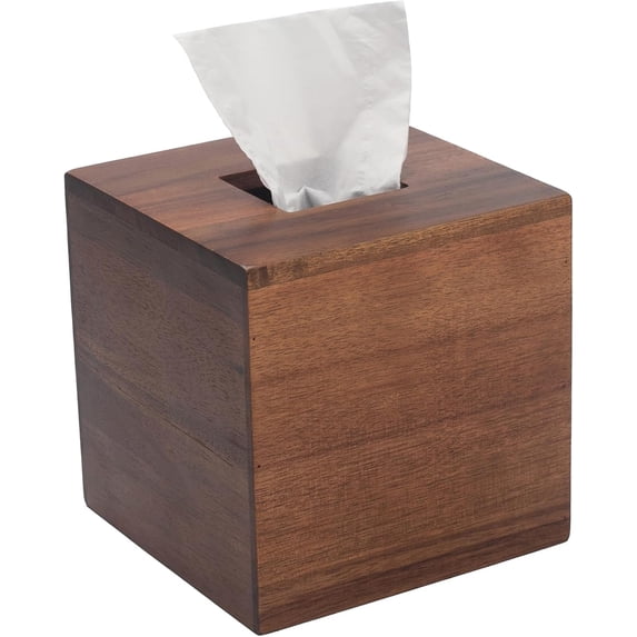 Tissue Box Cover, Square Tissue Box Holder, Acacia Wood Facial Paper ...