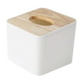 thumbnail image 1 of Tissue Box Cover Square,Tissue Box Holder with Bamboo Lid,Tissue Dryer Sheet Holder for Modern Farmhouse Boho Decor,1 Pack,(White), 1 of 6