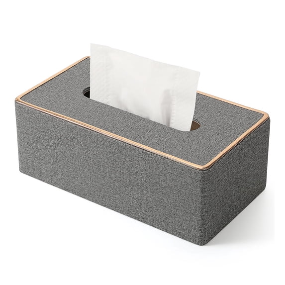 Tissue Box Cover,Tissue Box holder covers,Leather Rectangular Toilet Paper Holder Facial Tissue Box Tissue Case Tissue Holder for Bedroom Bathroom Car Linen Grey