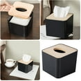 thumbnail image 1 of Tissue Box Cover,Tissue Holders,Tissue Box Holder for Bathrooms,Bamboo Cover Plate,Home and Office,4.1 * 4.1 * 3.7in (Black) Kleenex Tissues Boxes, 1 of 4