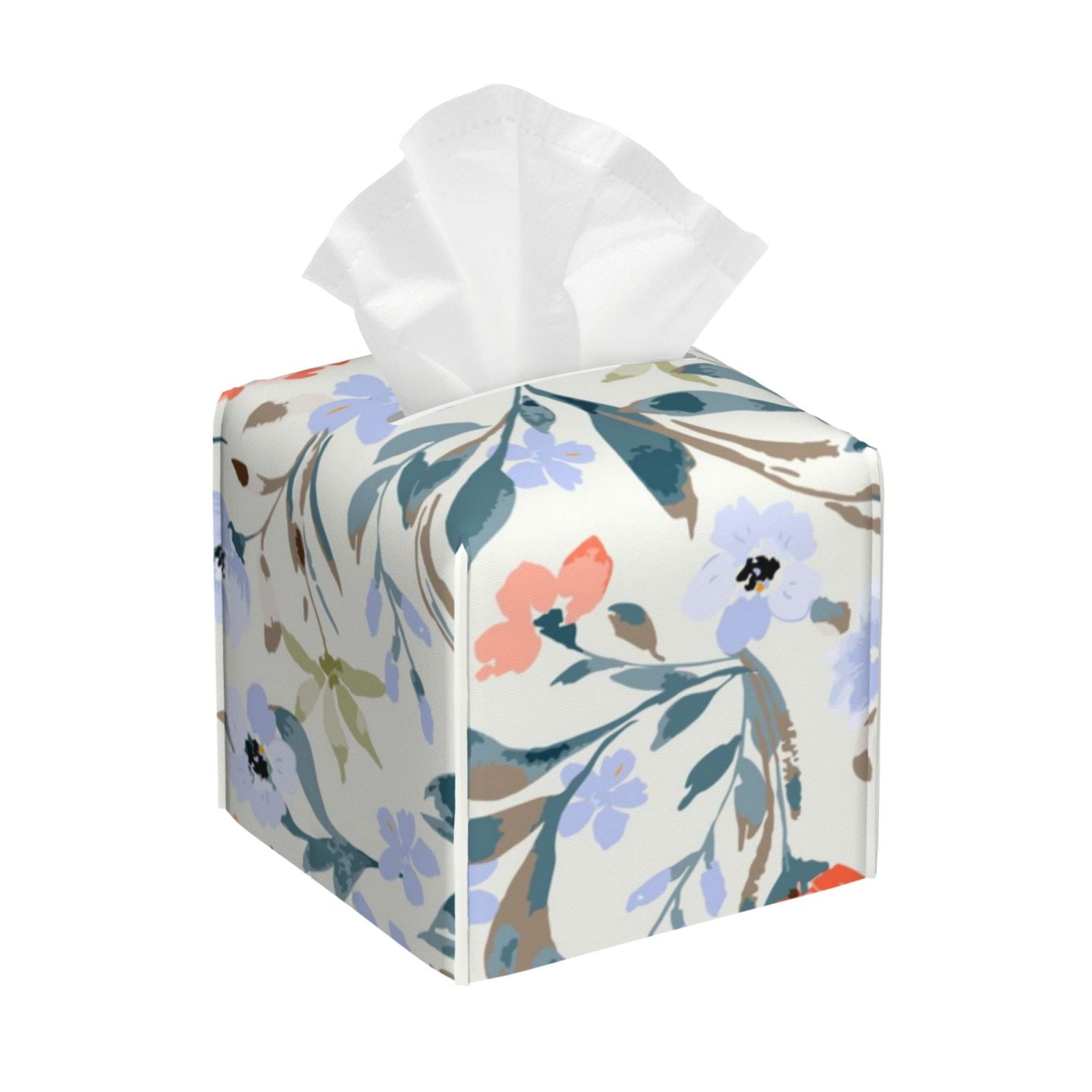Tissue Box Cover Watercolor Wildflowers 1 Tissues Boxes Holder Organizer, Leather Square Paper ...
