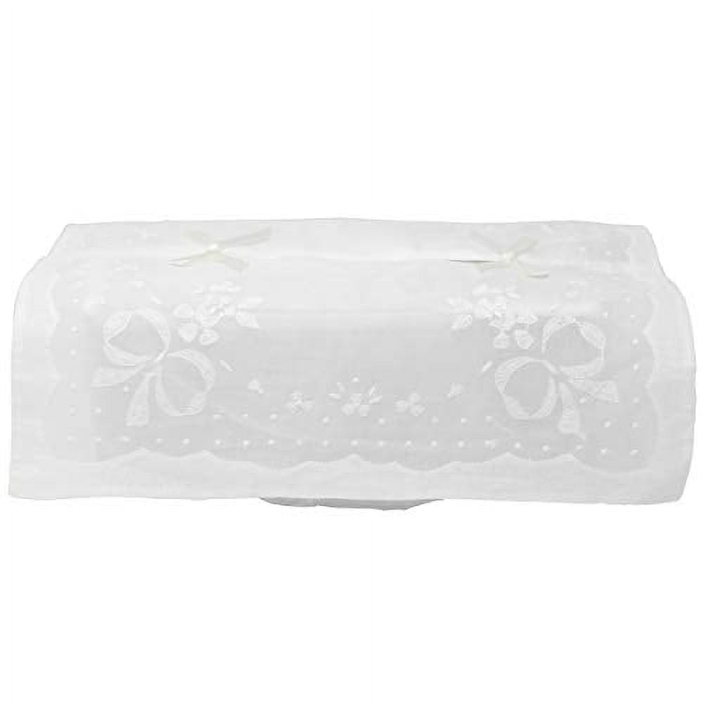 Tissue Box Cover White Rectangular Organdy with Flowers Bows and Dots