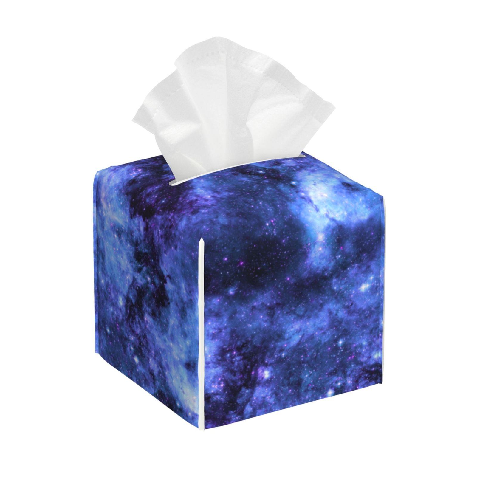 Tissue Box Cover, Blue Checkboard Leather Tissue Box Holder - Tissue