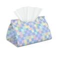 thumbnail image 1 of Tissue Box Cover, checkered style pastel colorful Rectangular Leather Tissue Holder - Tissue Case Facial Paper Organizer for Bathroom, Vanity Countertop, Tabletop, Car, Napkin, 1 of 6