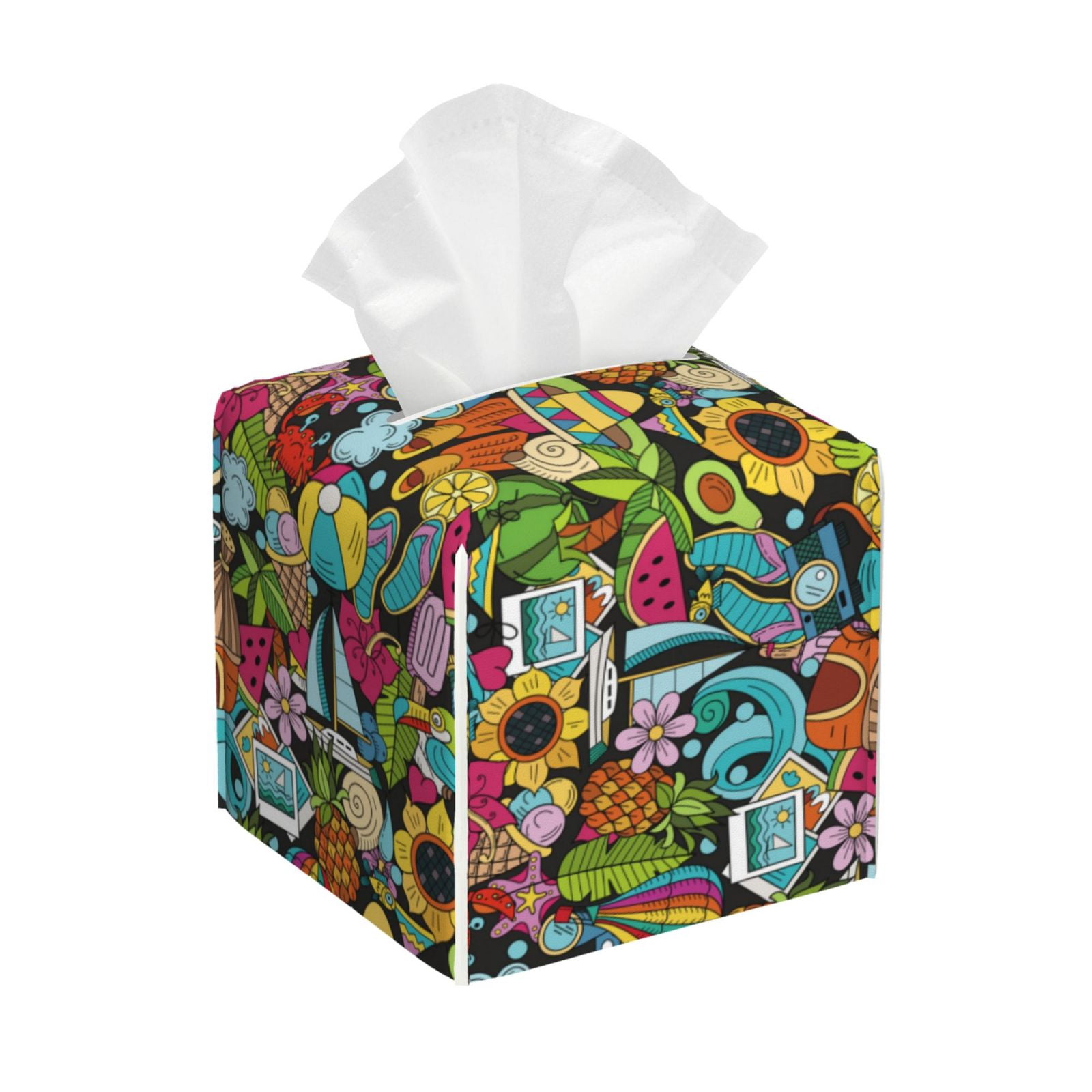 Tissue Box Cover, color summer Leather Tissue Box Holder - Tissue Case ...