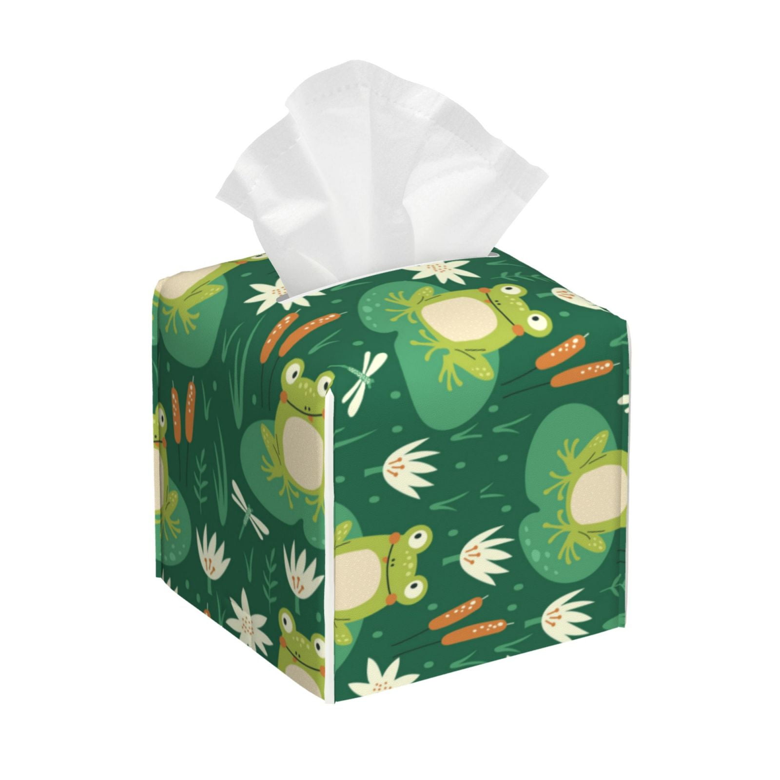 Tissue Box Cover cute frogs dragonfly flower green Tissues Boxes Holder ...