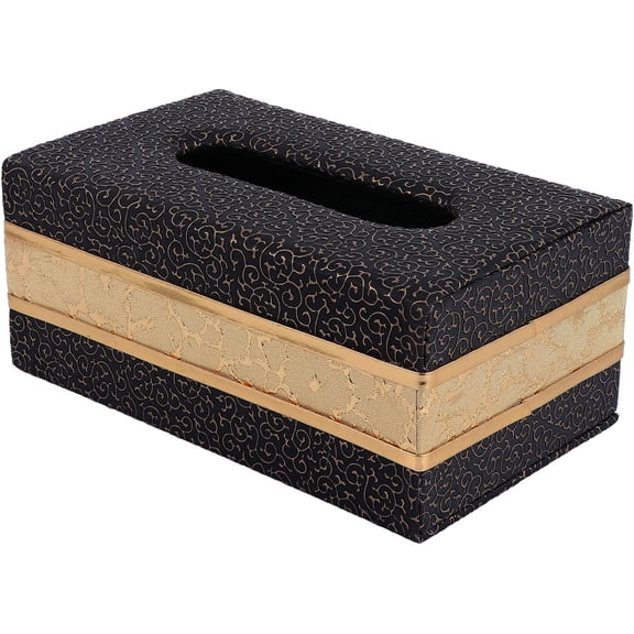 Tissue Box Cover for Home and Bathroom, Facial Tissue Dispenser, Gold Pattern