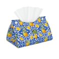 Tissue Box Cover, lemons Sicilian traditional print Rectangular Leather