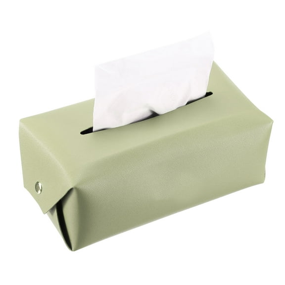 Tissue Box Cover with Button Rectangle Tissue Box Holder for Tabletop Bathroom(Light Green, 0.9 x 0.5 x 0.3 Inch)