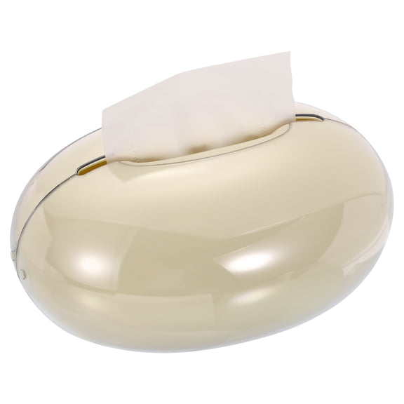 Tissue Box Cover with Lid, Double Layer Round Tissue Box Holder Toilet Paper Dispenser for Countertop Dresser, Beige