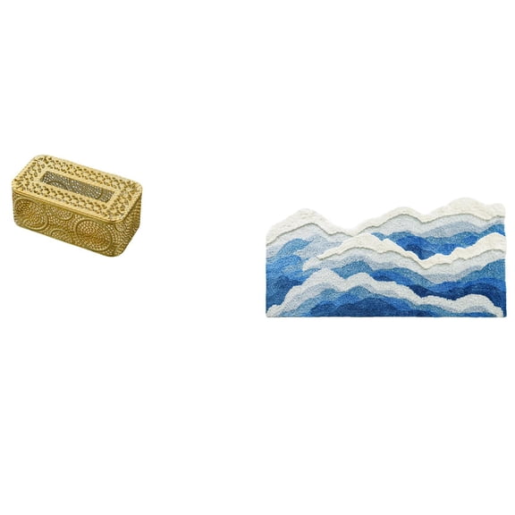 Tissue Box Dispenser Area Rug Ocean Rug Non Slip Flocking Material for Bedroom Kitchen Home