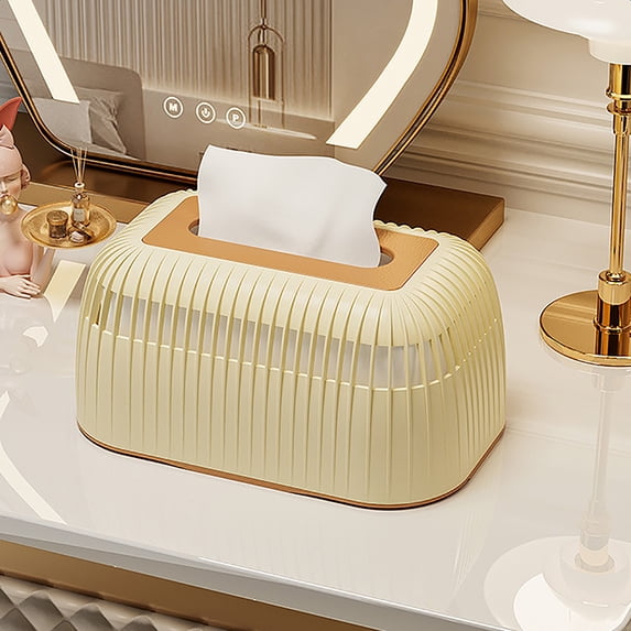 Tissue Box Dispenser, Desktop Paper Holder with Automatic Lift Frame for Living Room and Office, Hygienic Plastic Storage Organizer for Drawer Tissues