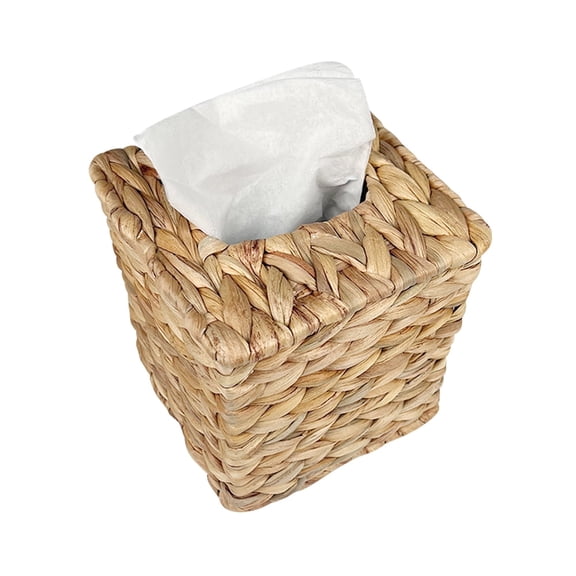 Tissue Box Holder, Boho Decorative Cover for Table and Bathroom, Square Rattan Wicker