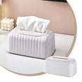 thumbnail image 1 of Tissue Box Holder with Built-In Spring Pop-Up Dispenser and Storage Compartment, Non-Slip PP Tissue Dispenser for Bathroom, Kitchen, Office, Housewarming Gift, 1 of 6