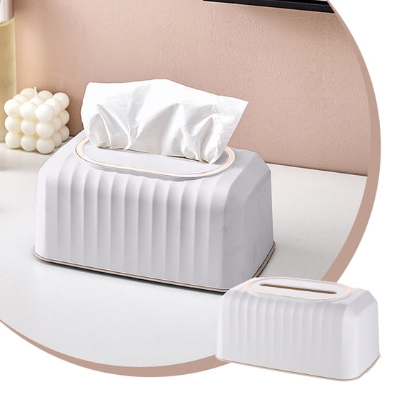 Tissue Box Holder with Built-In Spring Pop-Up Dispenser and Storage Compartment, Non-Slip PP Tissue Dispenser for Bathroom, Kitchen, Office, Housewarming Gift