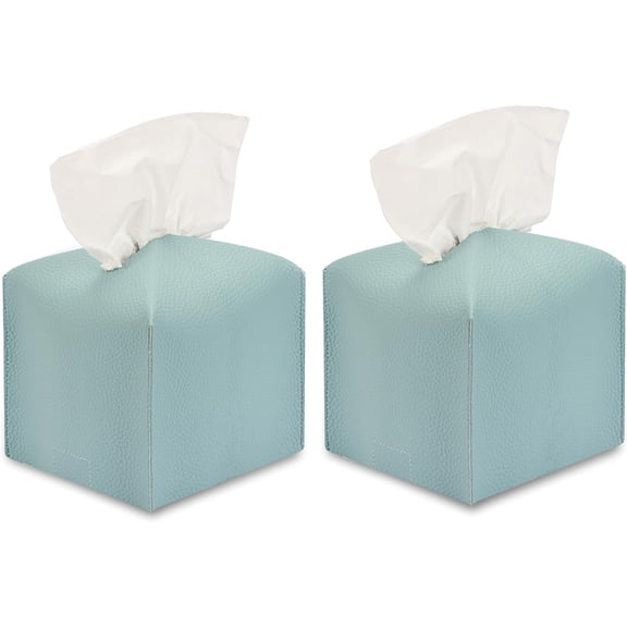 Tissue Box Holder, Decorative PU Leather Square Tissue Box, Waterproof Kleenex Box Covers, Car Kleenex Holder, White Tissue Box Cover, for Car, Office and Home